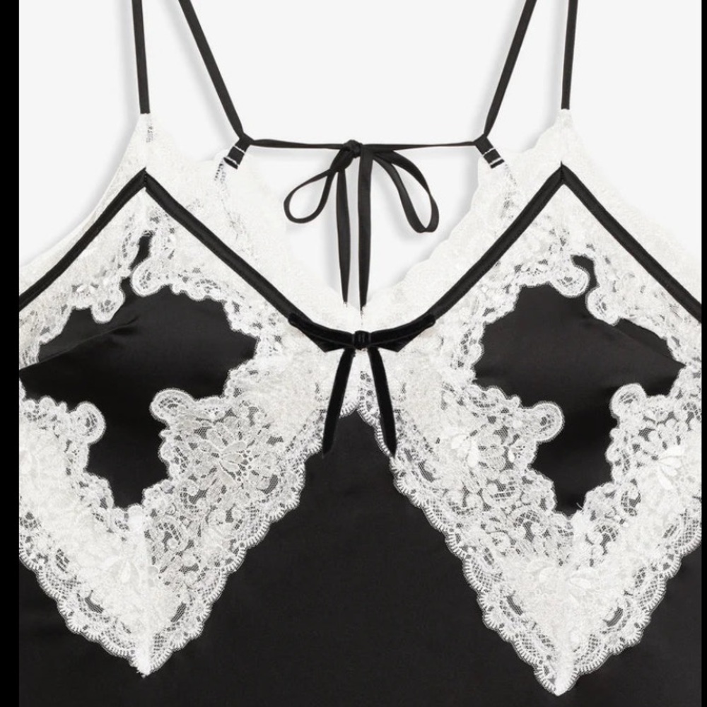 New! For Love & Lemons Maeve maxi slip dress black white lace 26479 - Picture 15 of 16